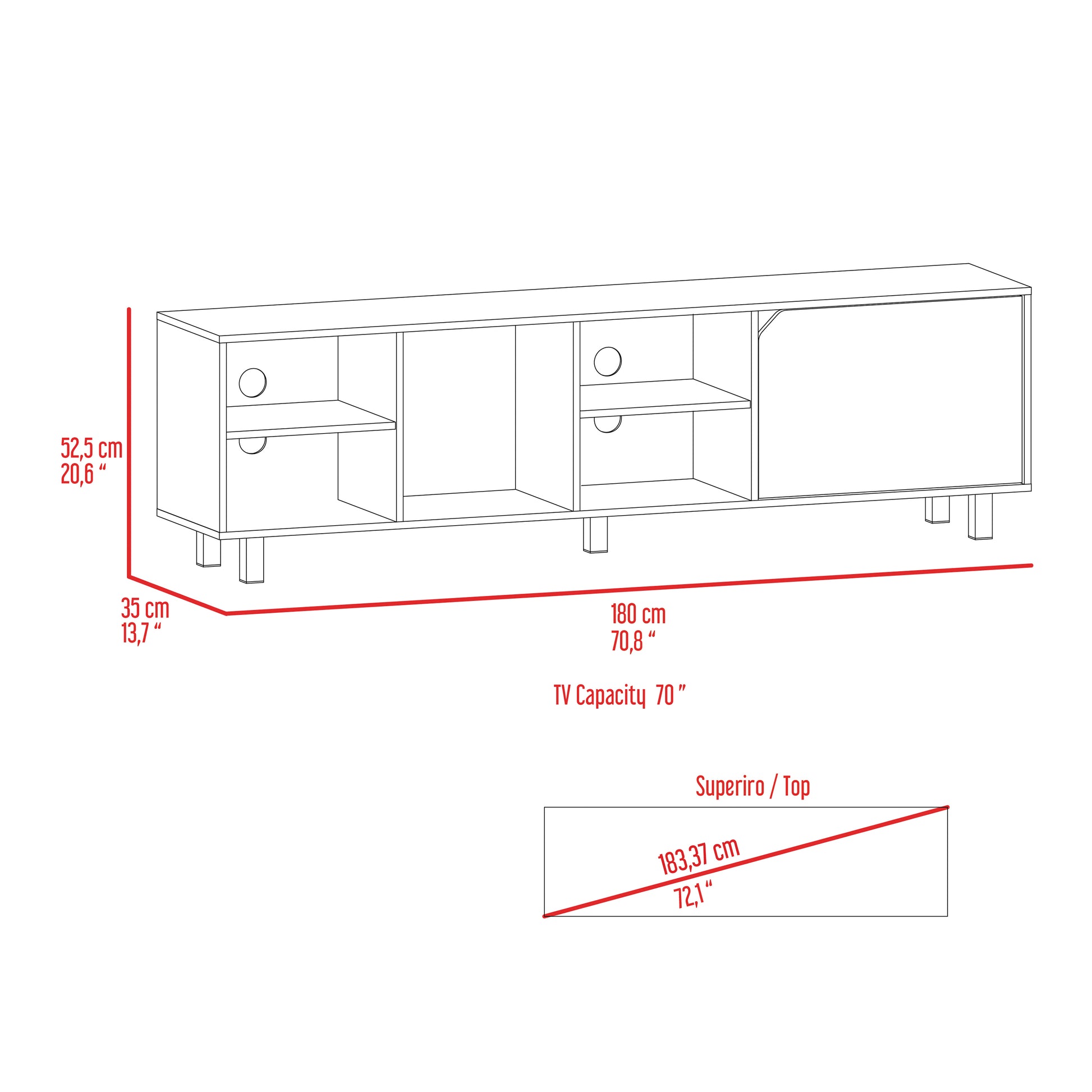 Living Room Light Oak Particle Board TV Stand with Open Shelves for Entertainment