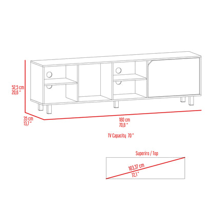 Living Room Light Oak Particle Board TV Stand with Open Shelves for Entertainment