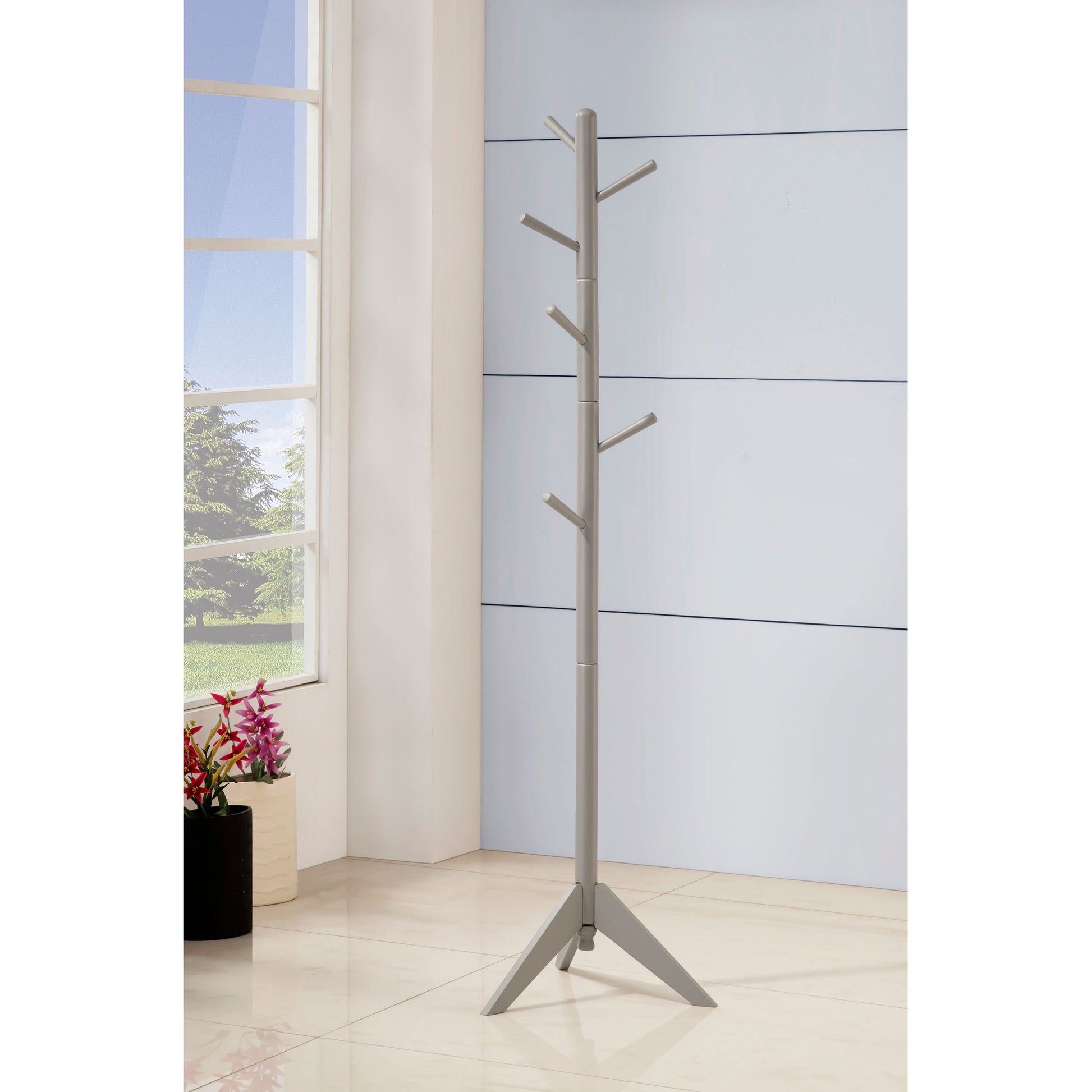 Grey 6-Hook Coat Rack
