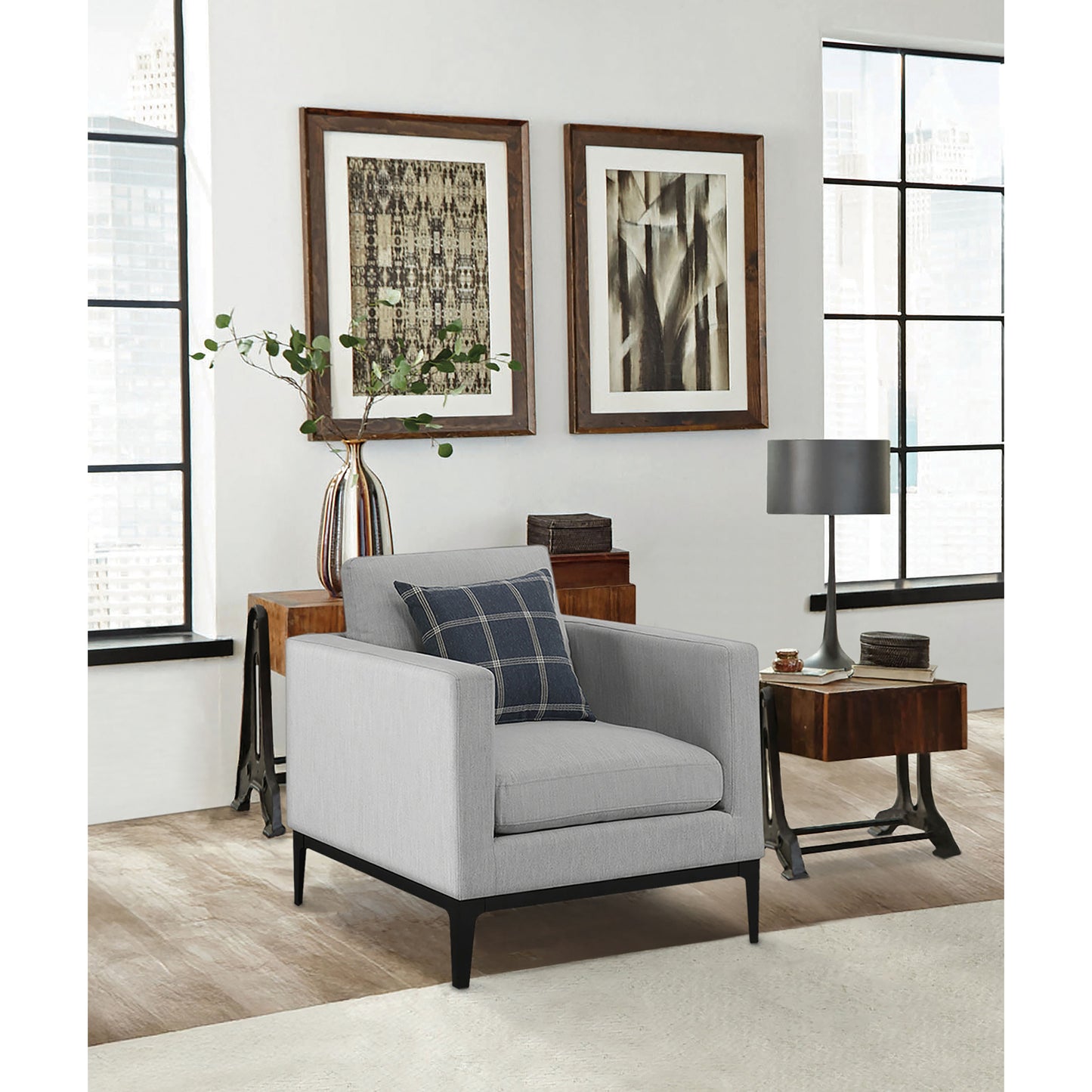 Light Grey Cushion Back Chair