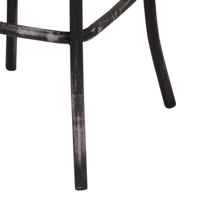 Black Brown Bar Stool Oval Cross Back Wood Metal