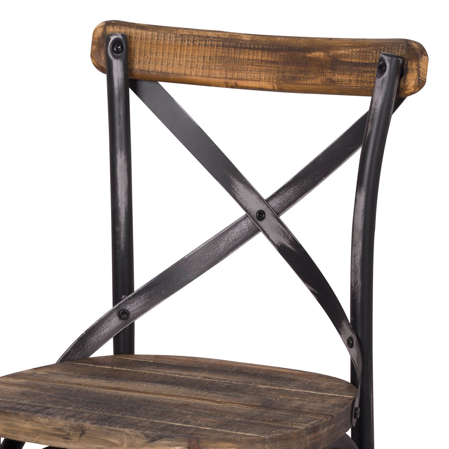 Black Brown Bar Stool Oval Cross Back Wood Metal