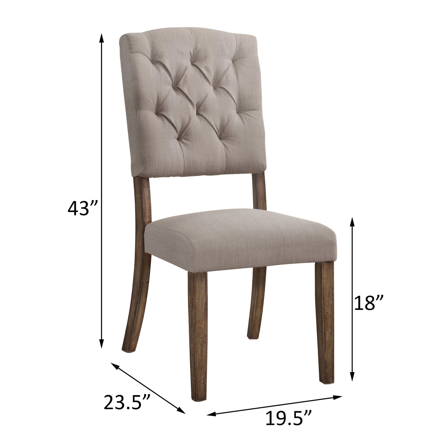 Beige Brown Side Chairs Set of 2 - Transitional Dining Chairs