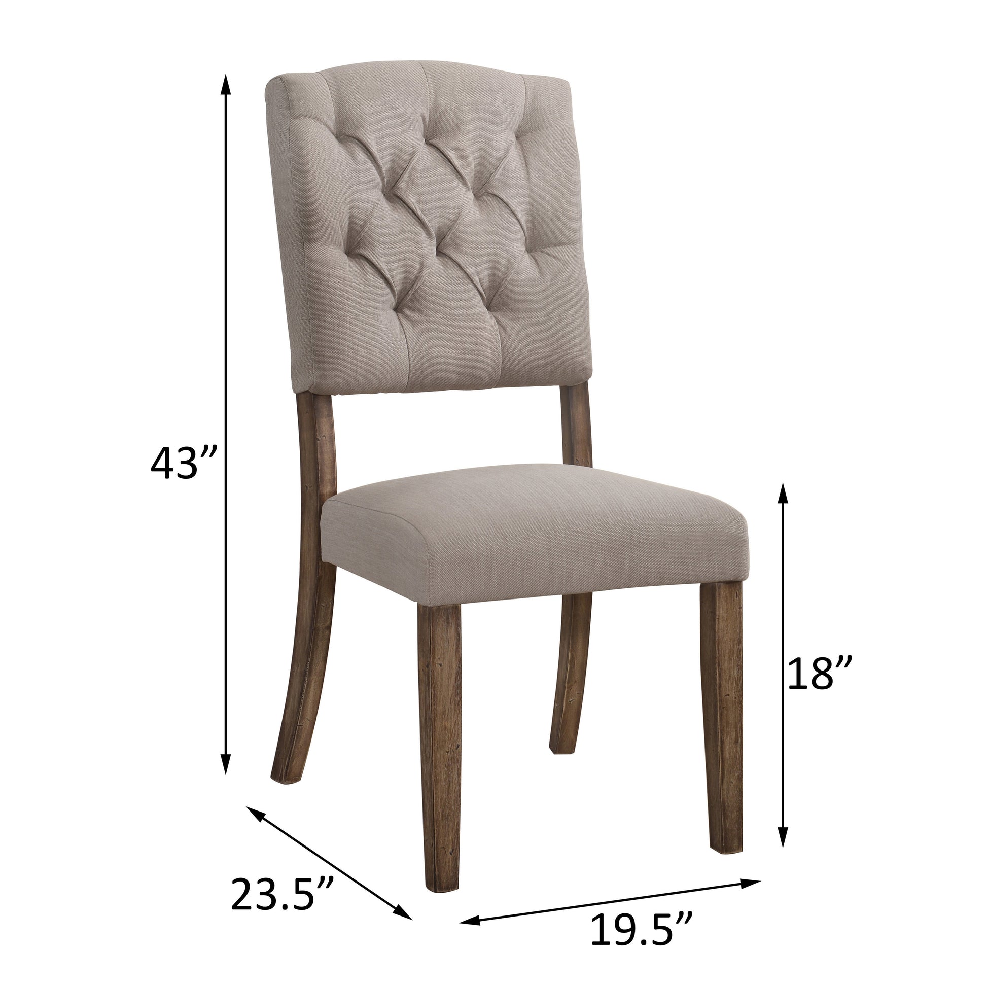 Beige Brown Side Chairs Set of 2 - Transitional Dining Chairs