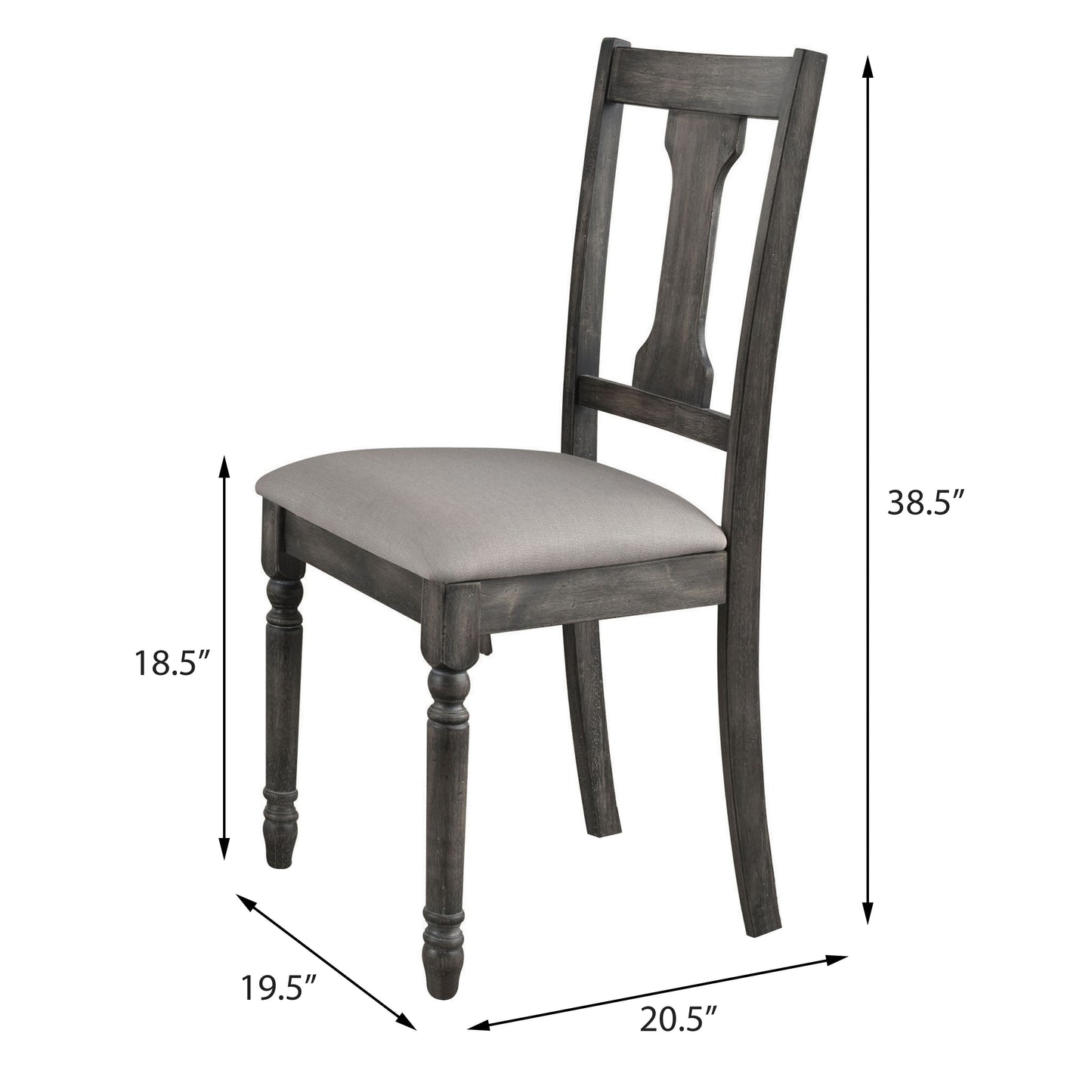 Tan and Weathered Grey Dining Chairs Set of 2 - Farmhouse Style