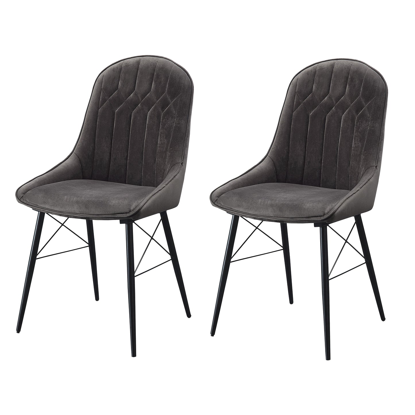 Black and Grey Tufted Dining Chairs - Set of 2 for Dining Room