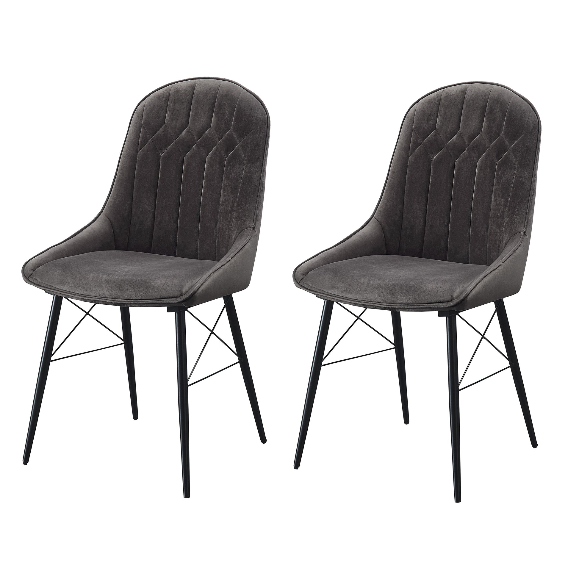Black and Grey Tufted Dining Chairs - Set of 2 for Dining Room