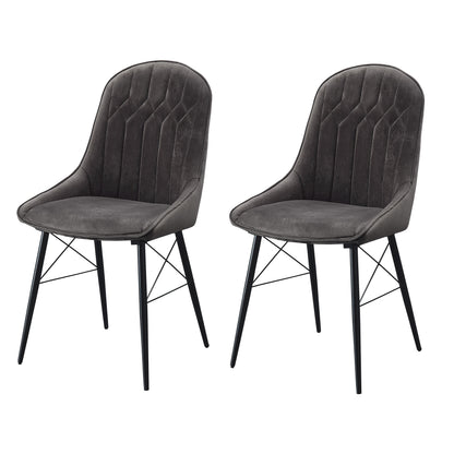 Black and Grey Tufted Dining Chairs - Set of 2 for Dining Room