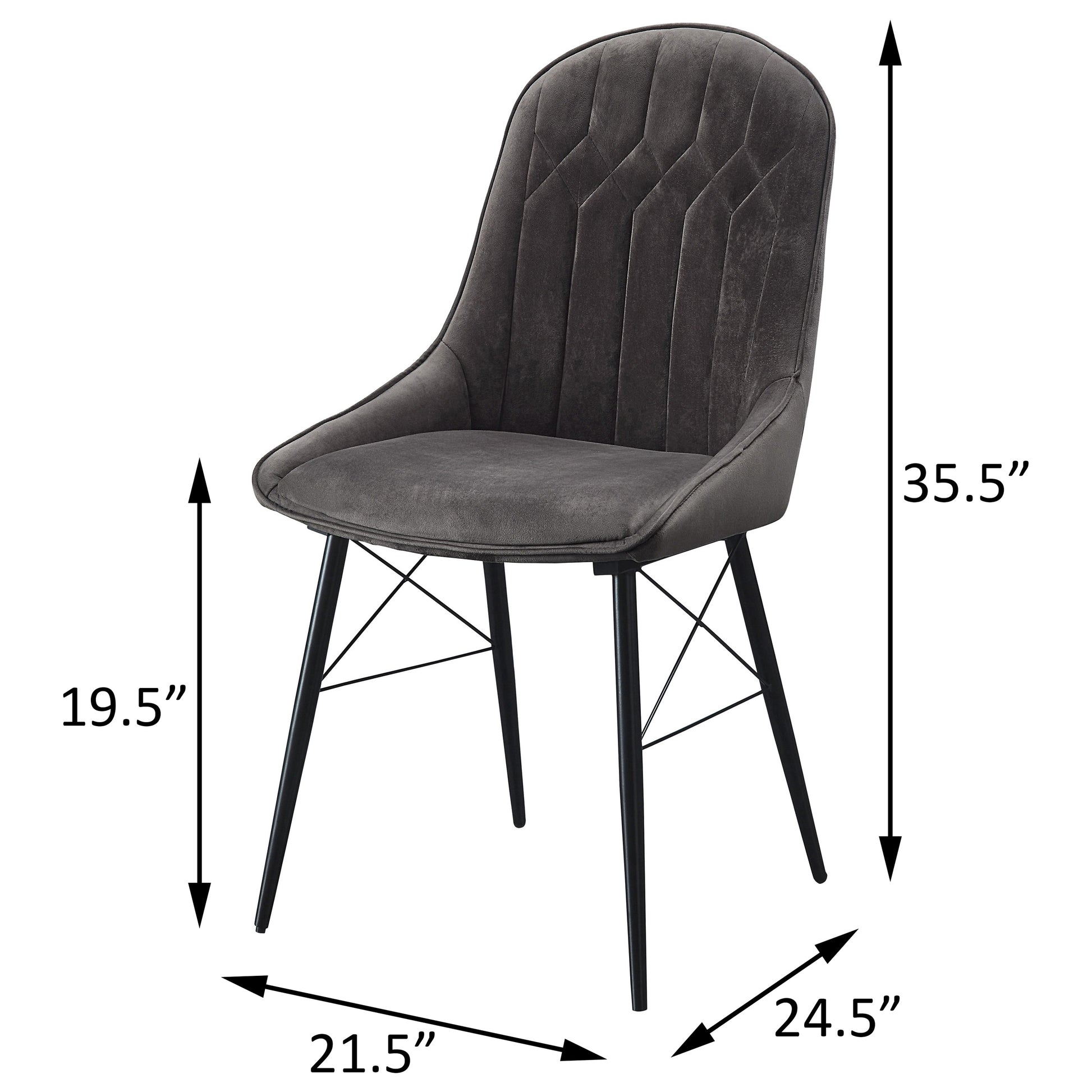 Black and Grey Tufted Dining Chairs - Set of 2 for Dining Room