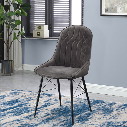 Grey and Black Tufted Back Dining Chairs (Set of 2)