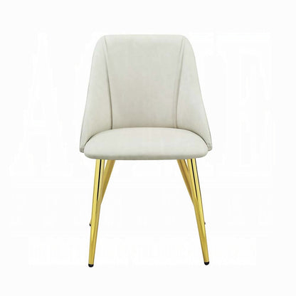 White Glam Dining Room Side Chairs with Gold Metal Legs