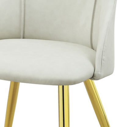White Glam Dining Room Side Chairs with Gold Metal Legs
