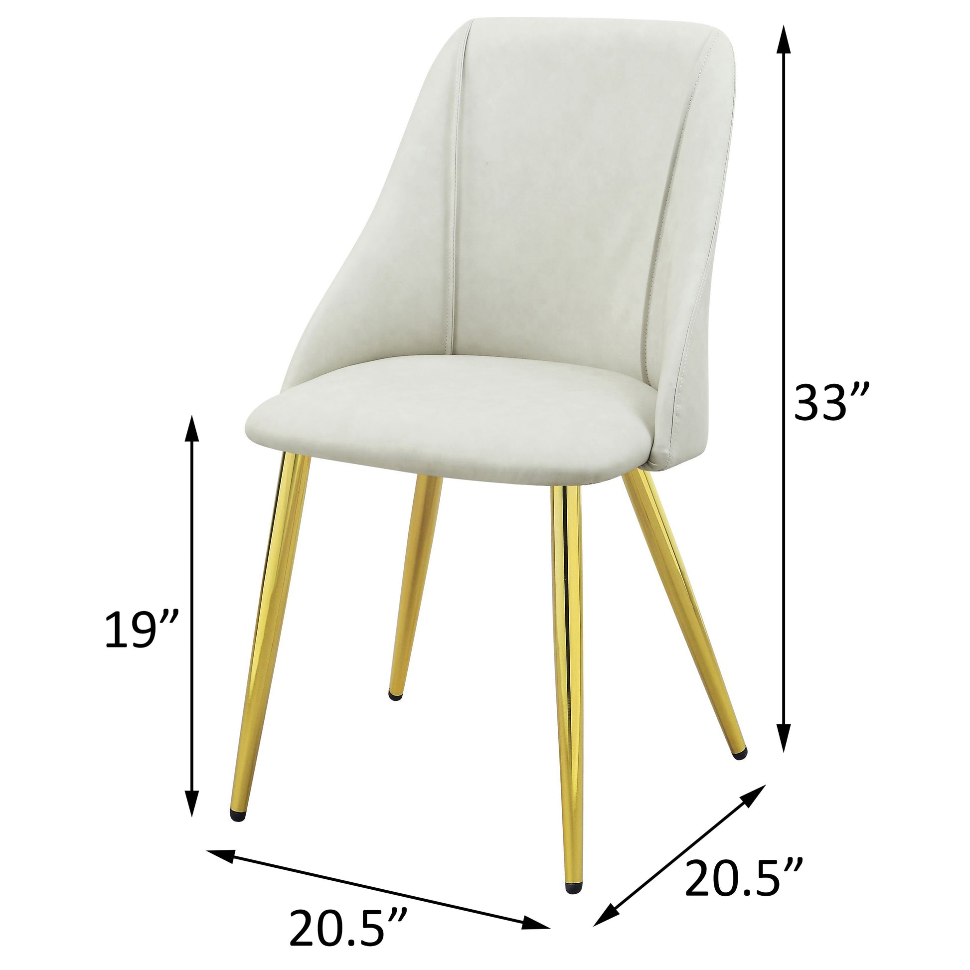 White Glam Dining Room Side Chairs with Gold Metal Legs