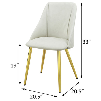 White Glam Dining Room Side Chairs with Gold Metal Legs