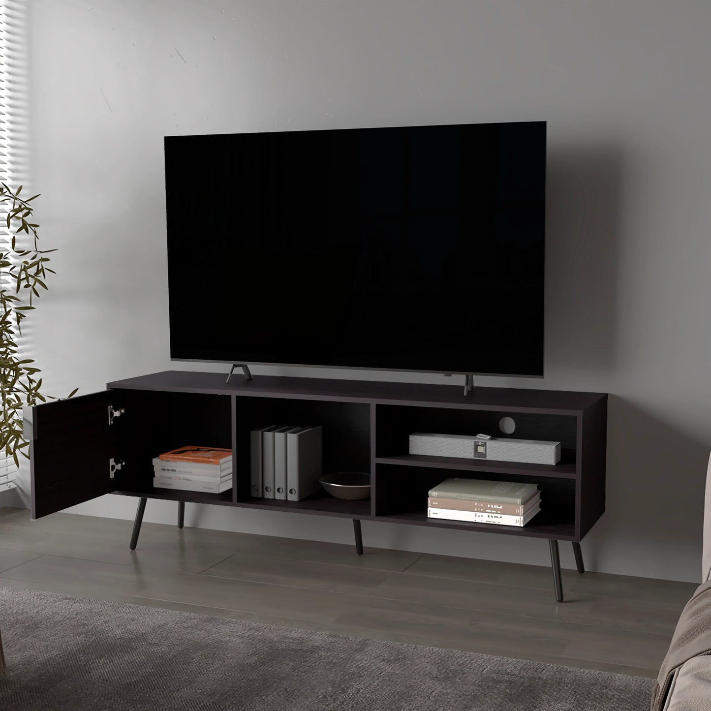 Wenge TV Stand 50-59 Inch Storage Unit