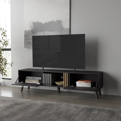 Wenge TV Stand with 2 Doors & Open Storage - 60-69" TVs for Living Room