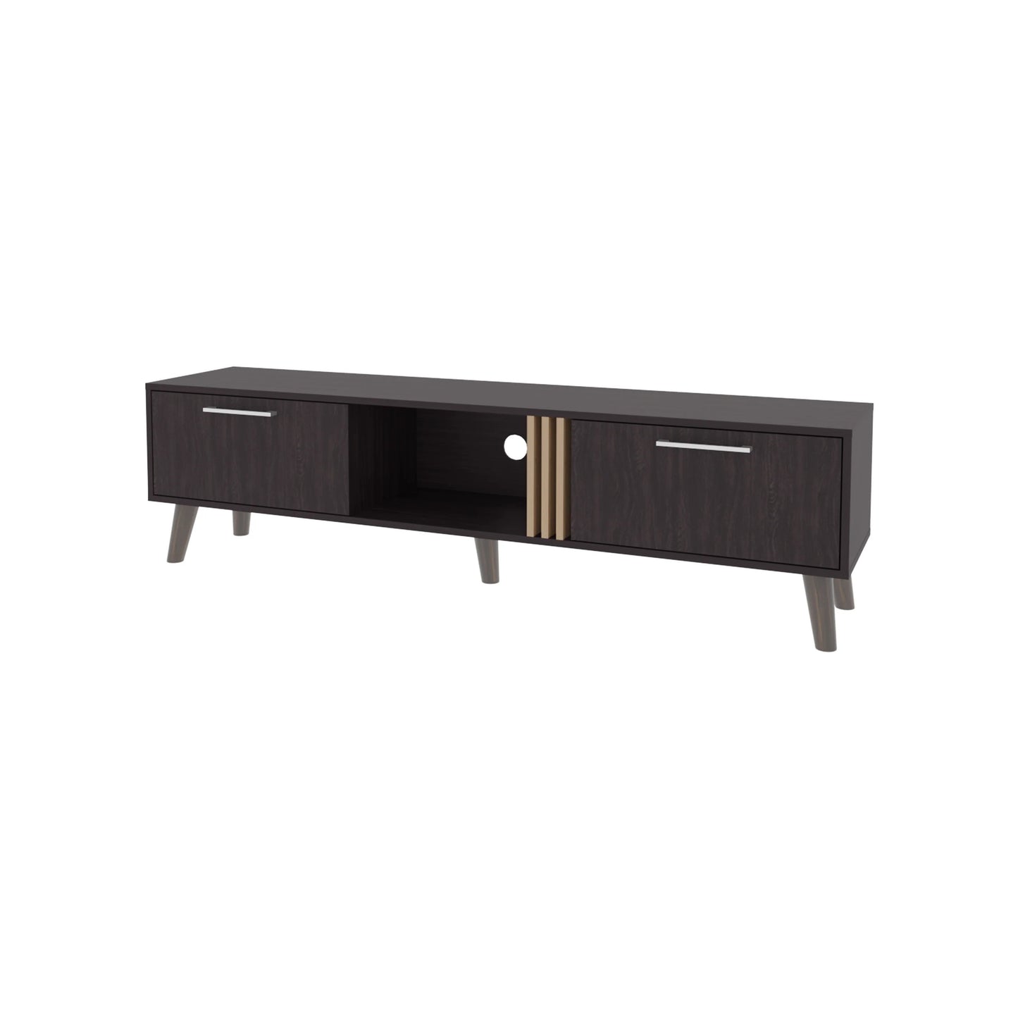 Wenge TV Stand with 2 Doors & Open Storage - 60-69" TVs for Living Room