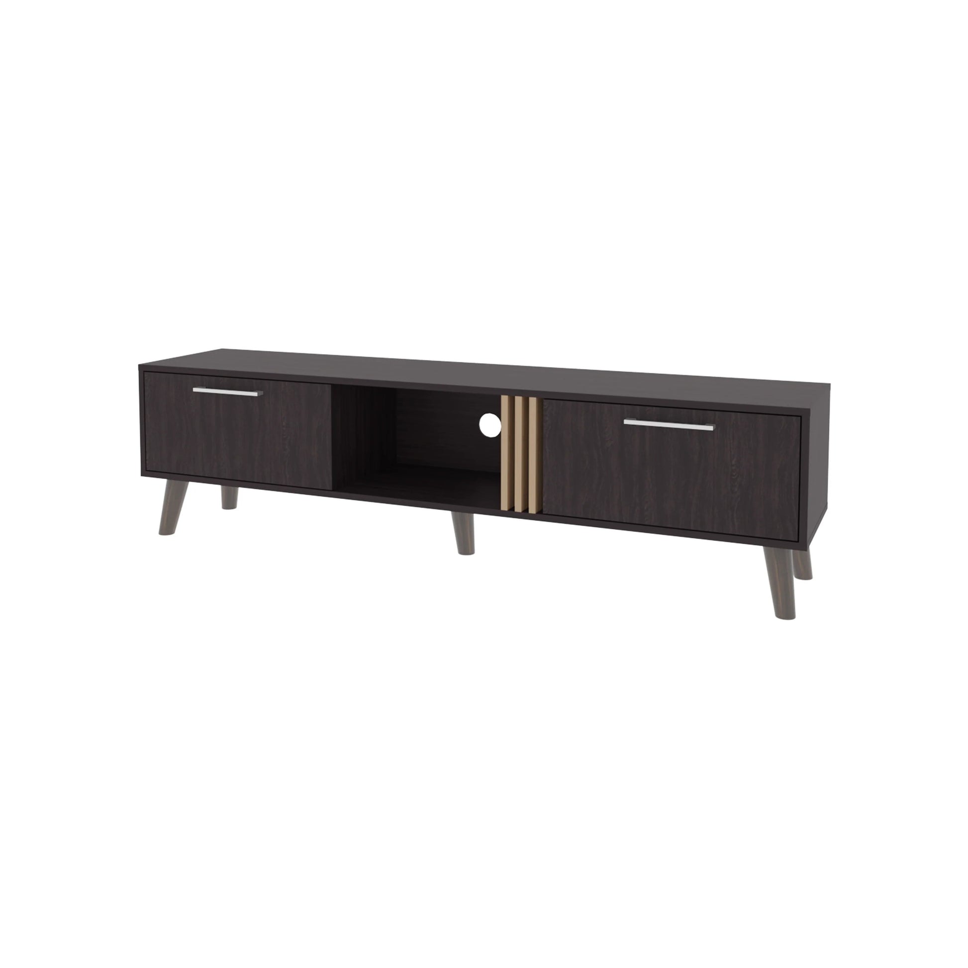 Wenge TV Stand with 2 Doors & Open Storage - 60-69" TVs for Living Room