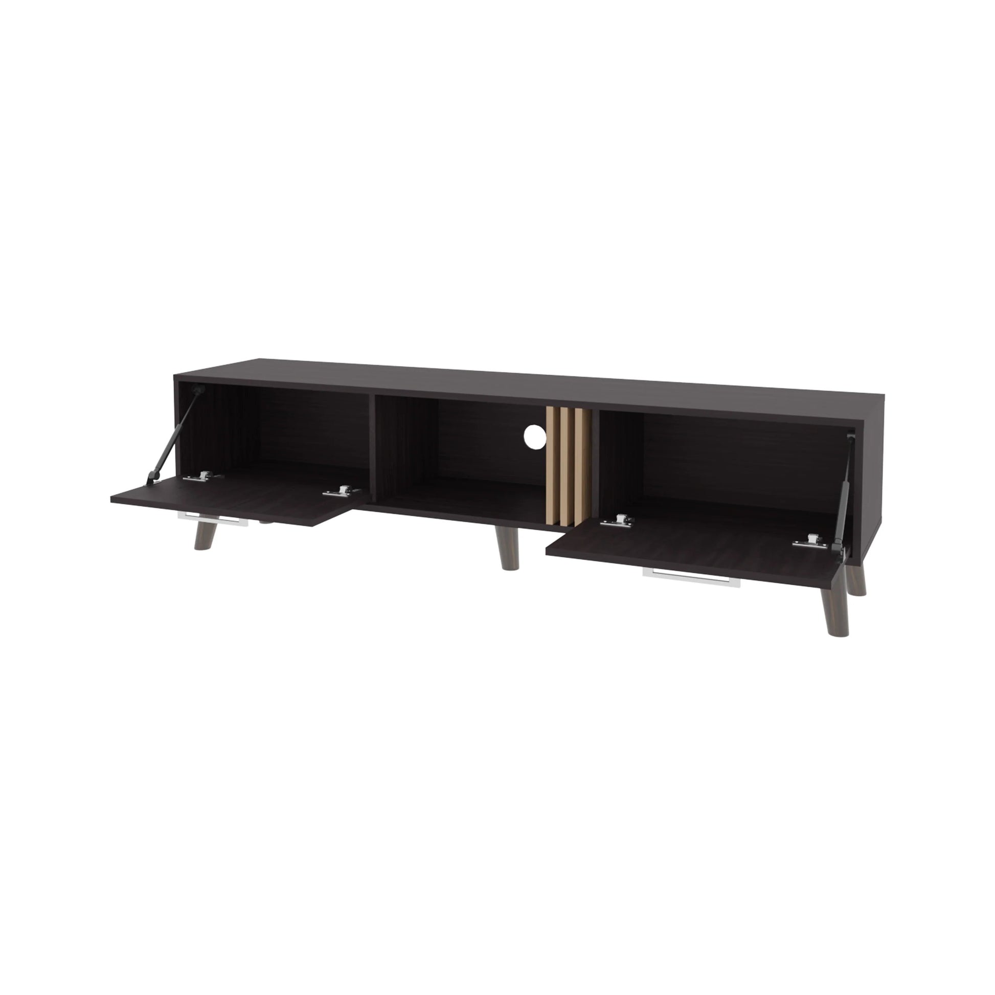Wenge TV Stand with 2 Doors & Open Storage - 60-69" TVs for Living Room