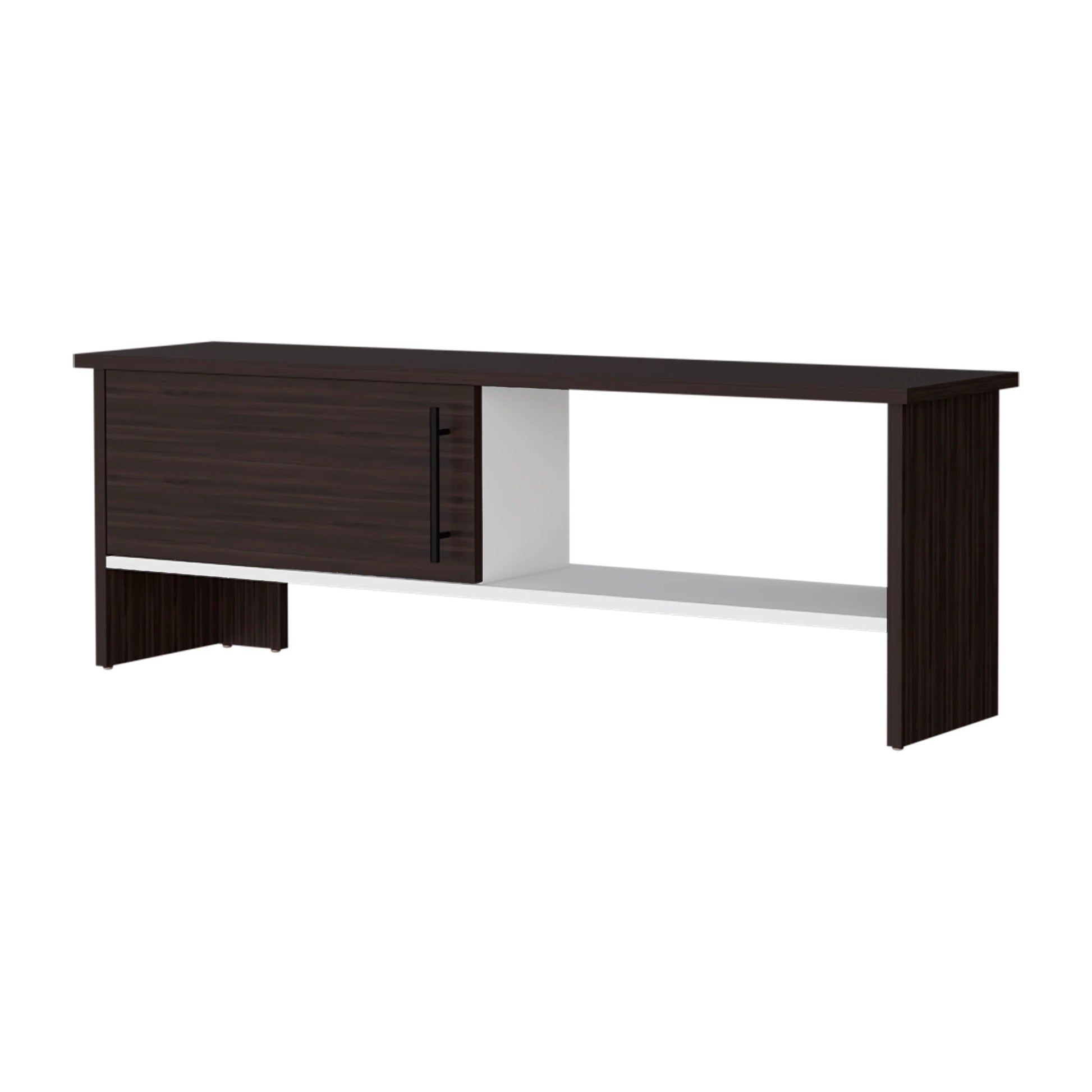 Walnut Entertainment Center with Storage Shelves