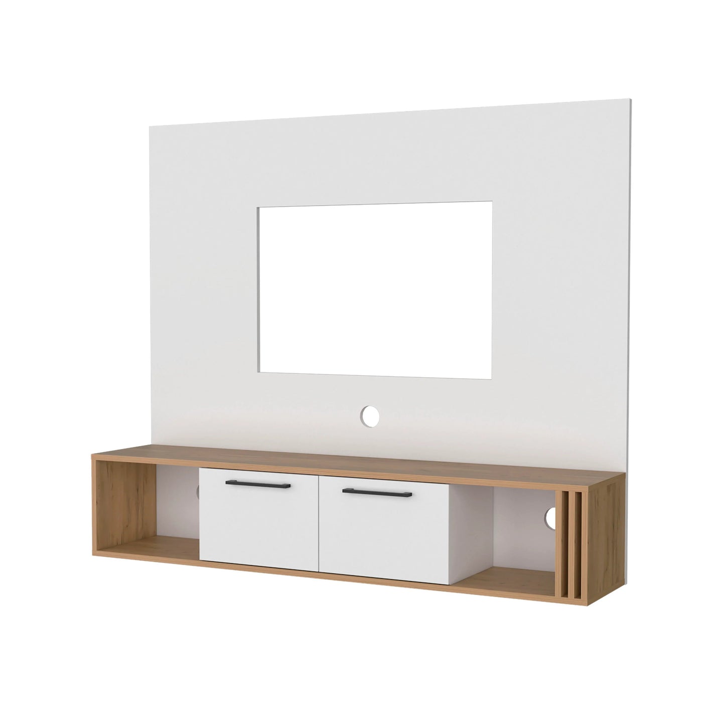 White & Natural Oak Entertainment Center - Multistorage TV Unit
