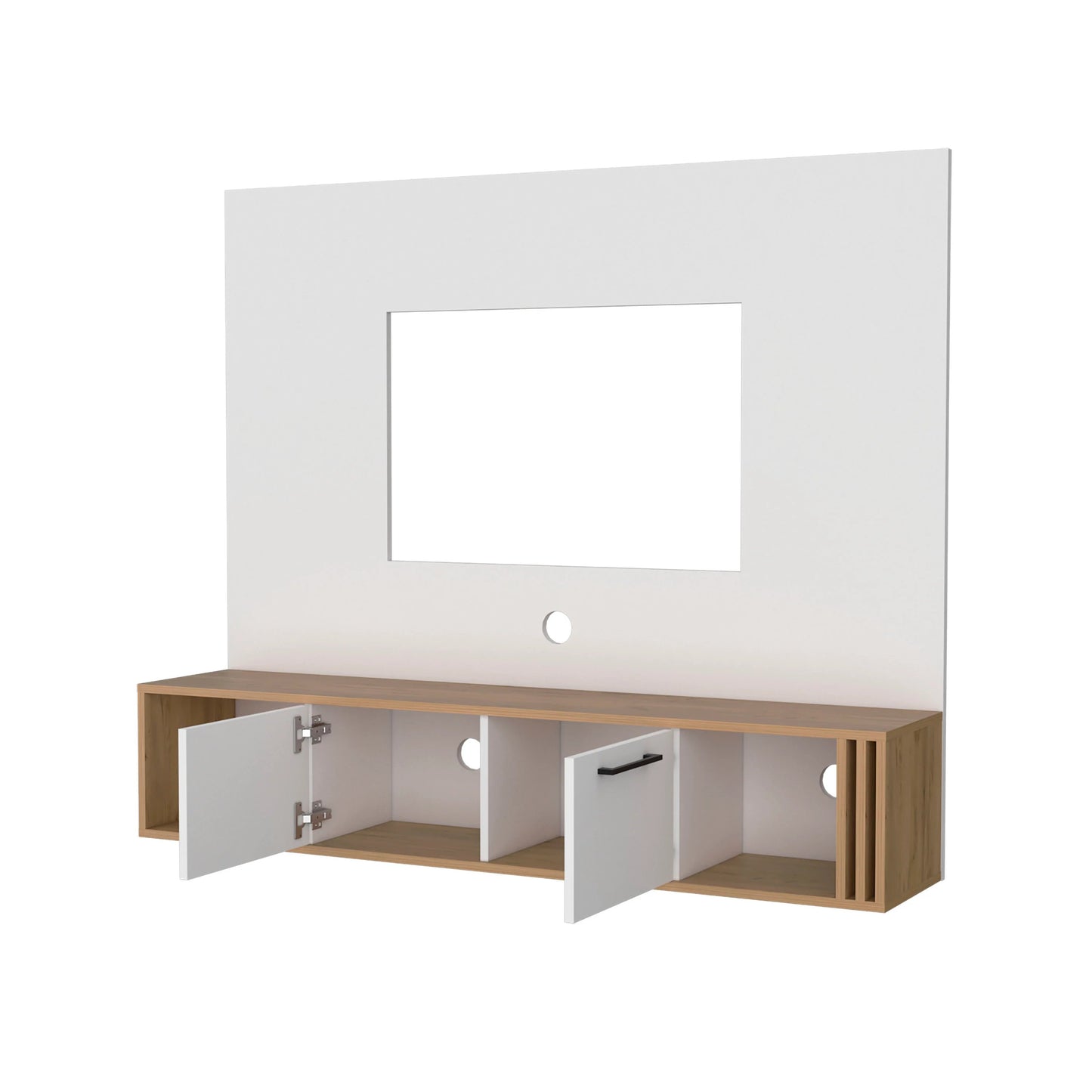 White & Natural Oak Entertainment Center - Multistorage TV Unit