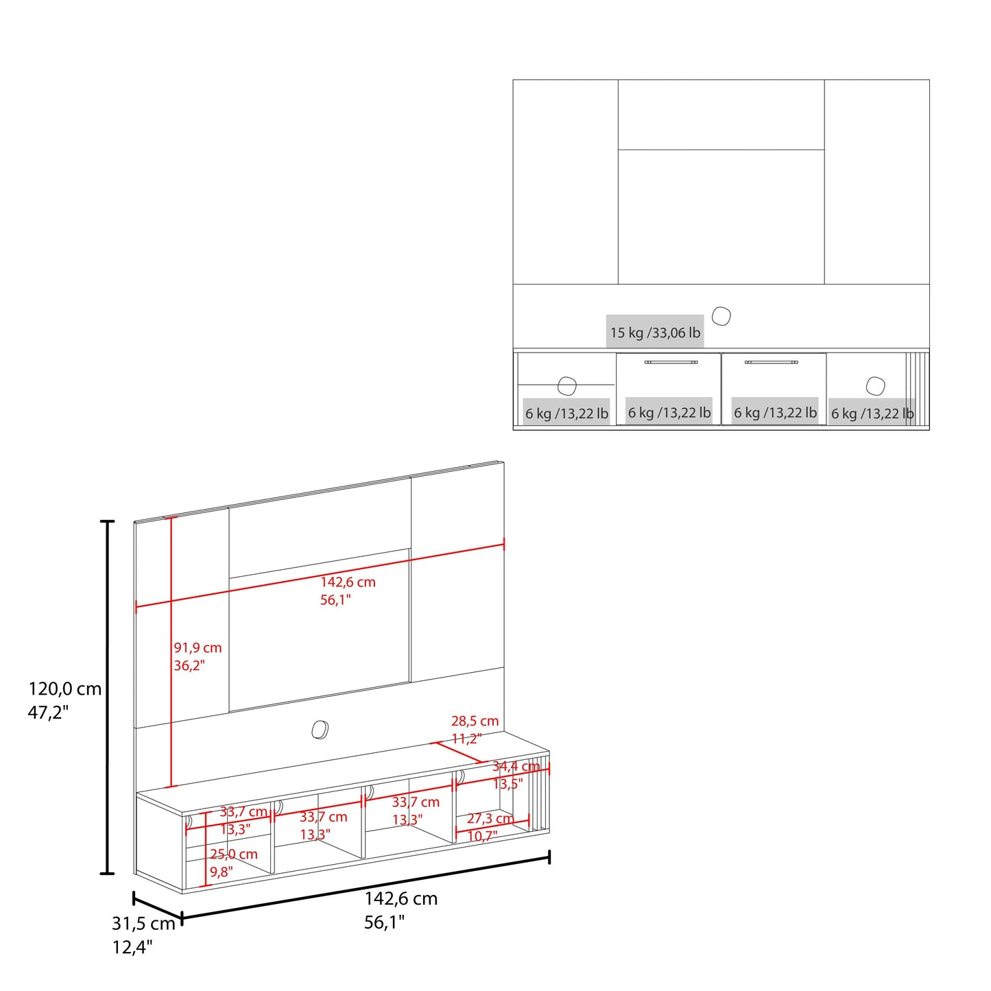 White & Natural Oak Entertainment Center - Multistorage TV Unit