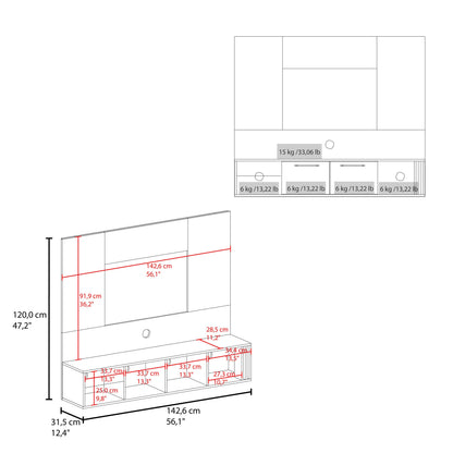 White & Natural Oak Entertainment Center - Multistorage TV Unit