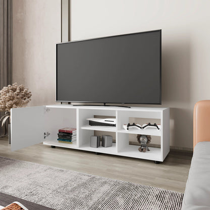 65-Inch White TV Stand with Shelves & Storage for Living Room
