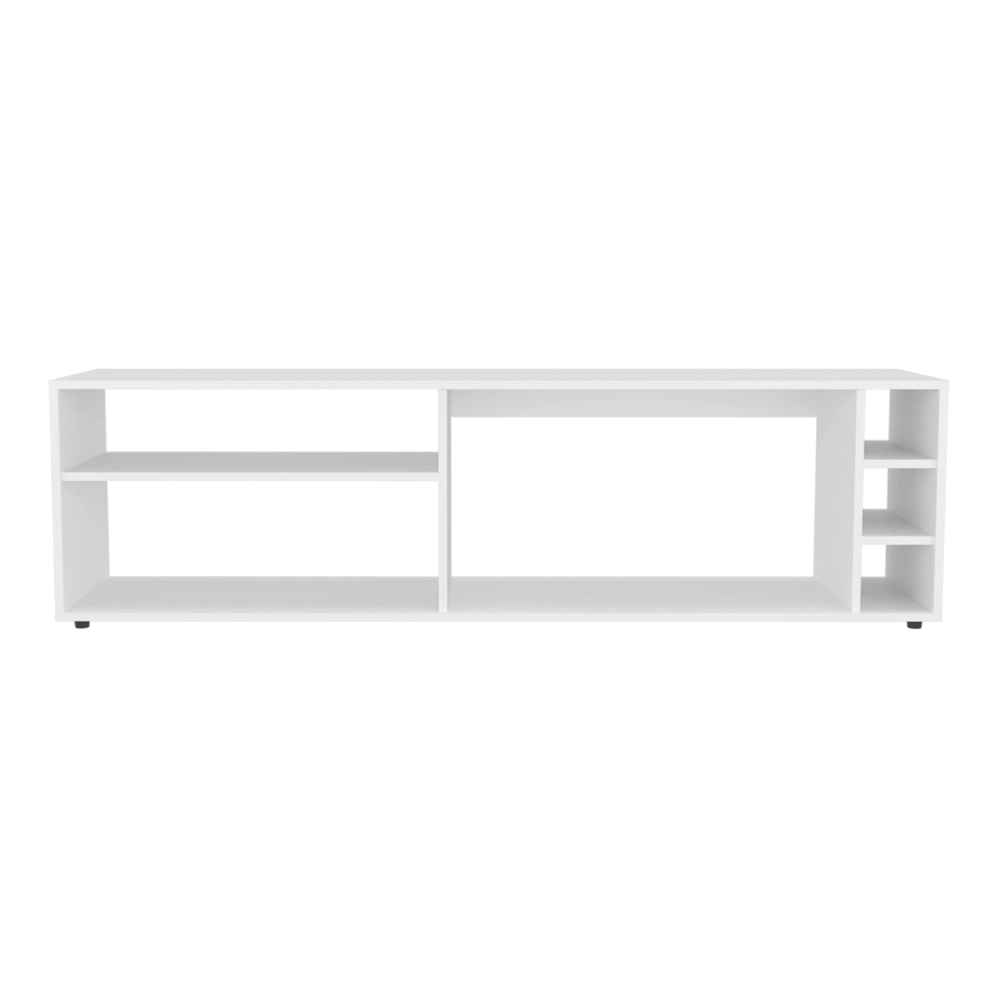 White TV Stand with Open Shelves - 60-70" Display