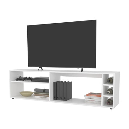 White TV Stand with Open Shelves - 60-70" Display