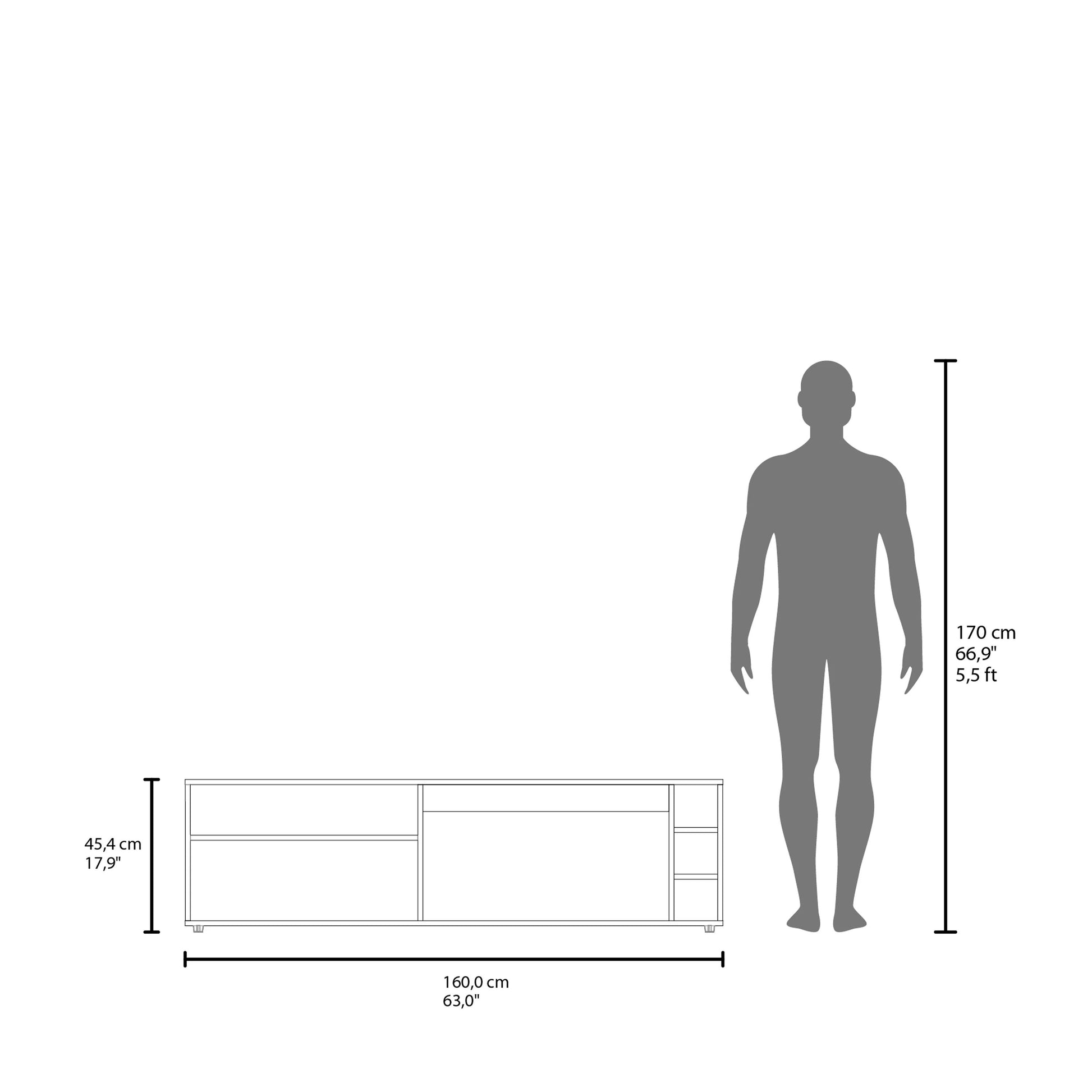 White TV Stand with Open Shelves - 60-70" Display