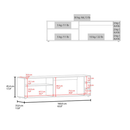 White TV Stand with Open Shelves - 60-70" Display