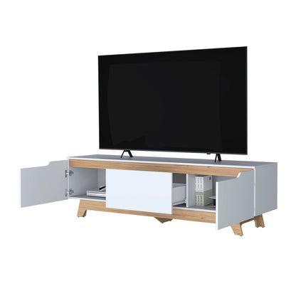 70-79 Inch White TV Stand with Storage Shelves