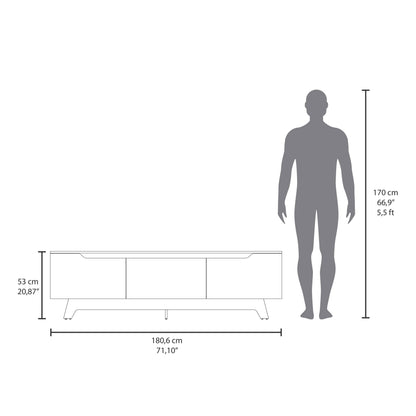 70-79 Inch White TV Stand with Storage Shelves