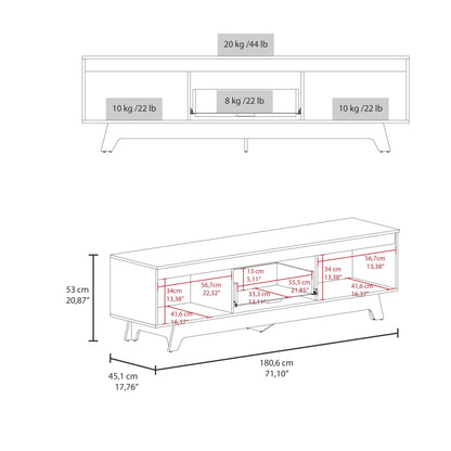 70-79 Inch White TV Stand with Storage Shelves
