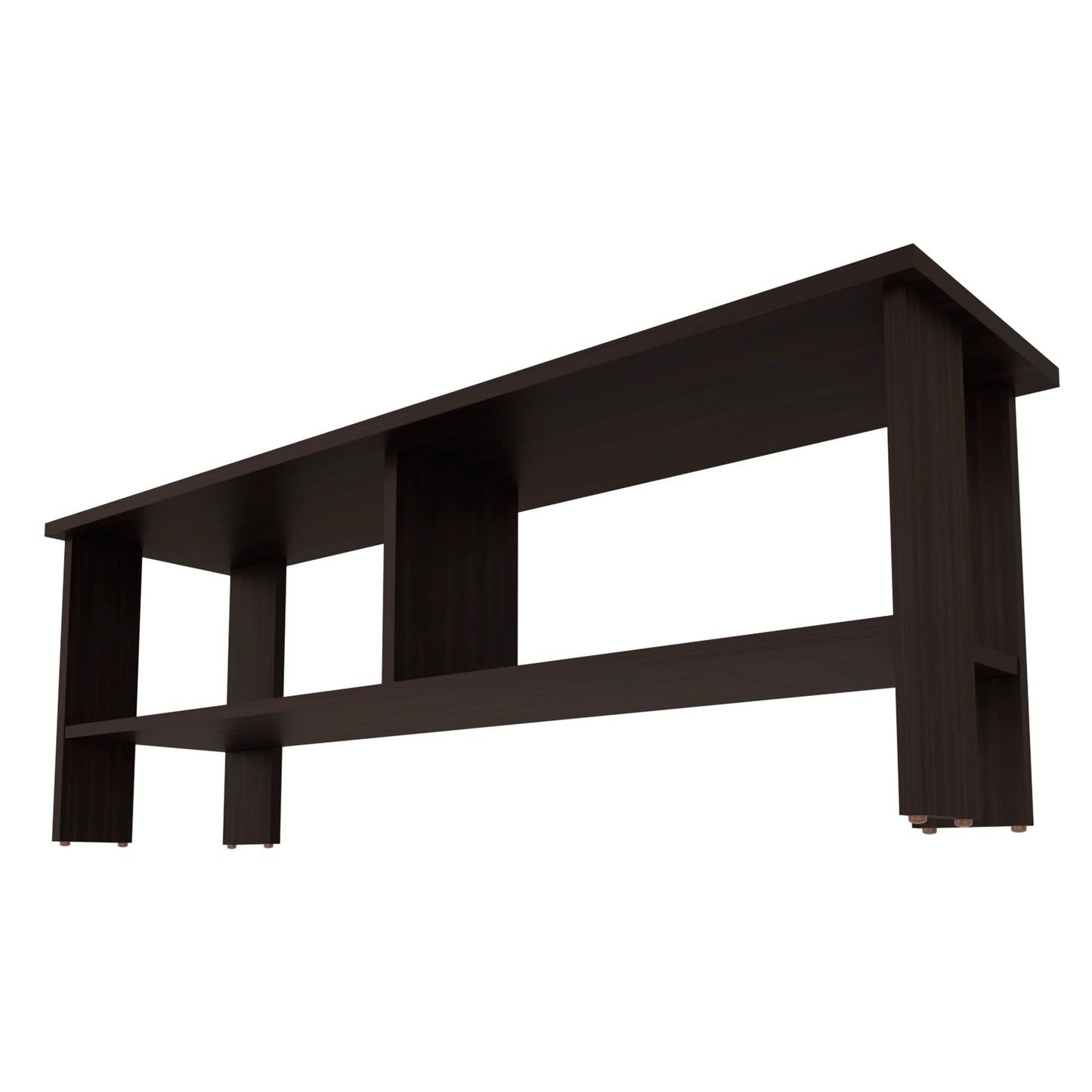50-59 Inch Walnut TV Stand with Storage Shelves for Living Room