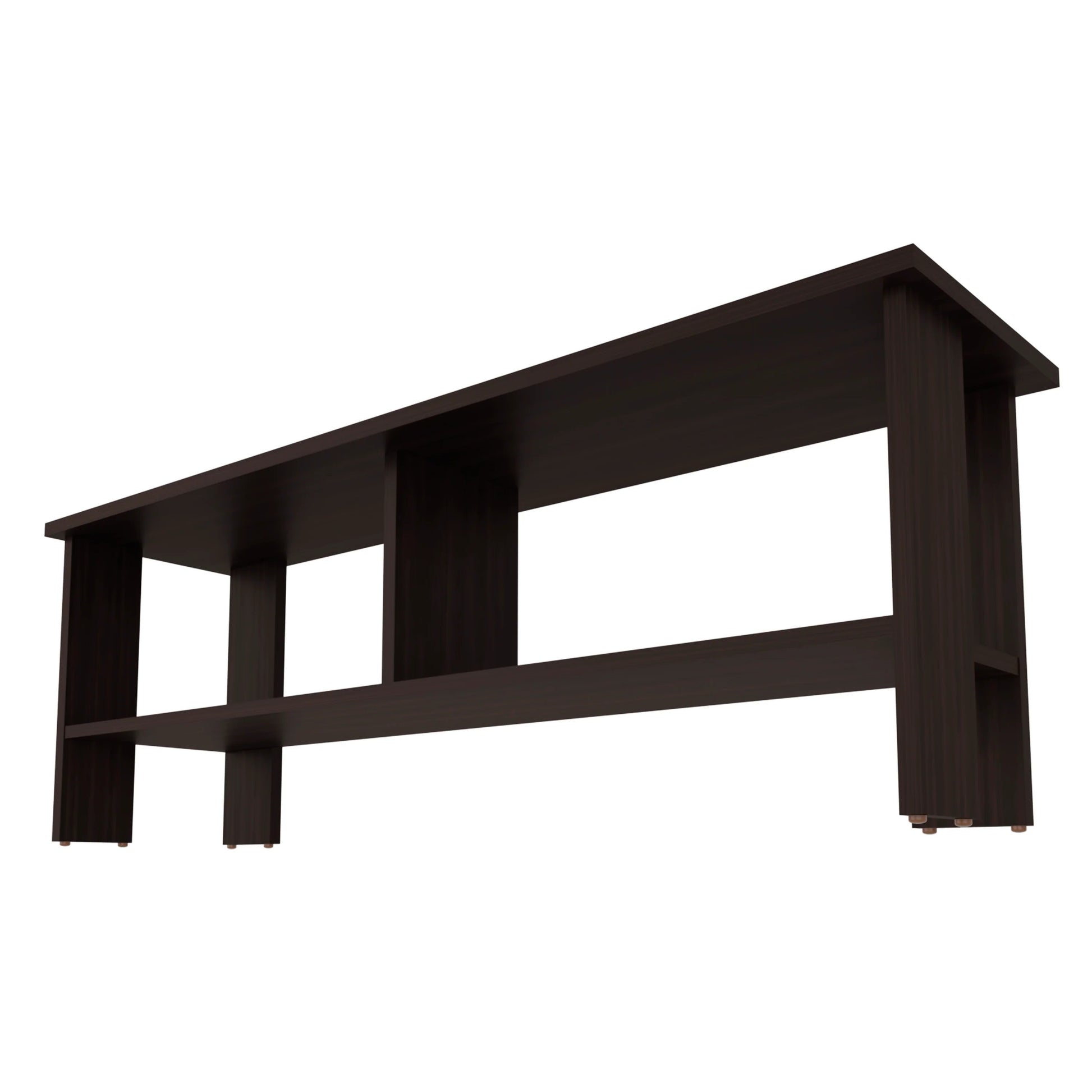 50-59 Inch Walnut TV Stand with Storage Shelves for Living Room