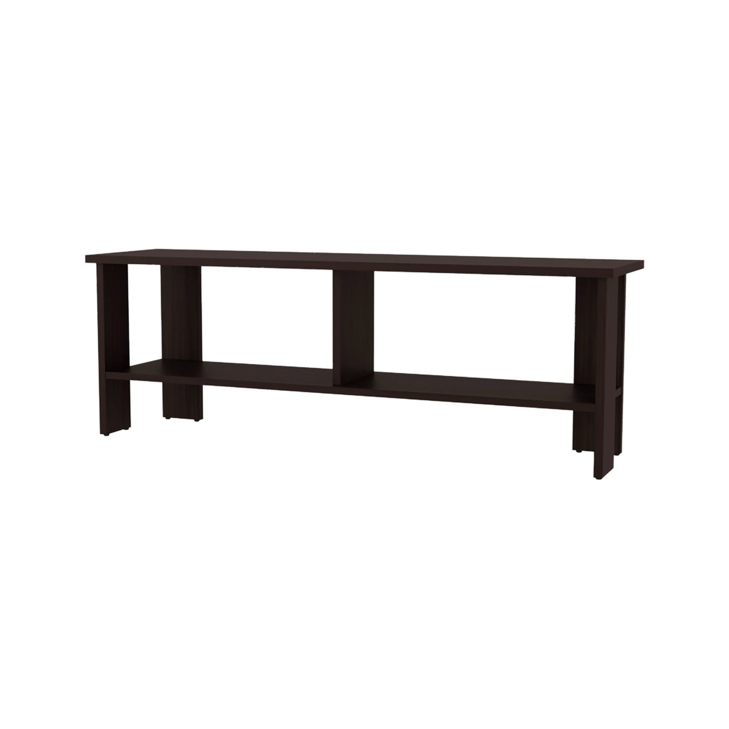 50-59 Inch Walnut TV Stand with Storage Shelves for Living Room