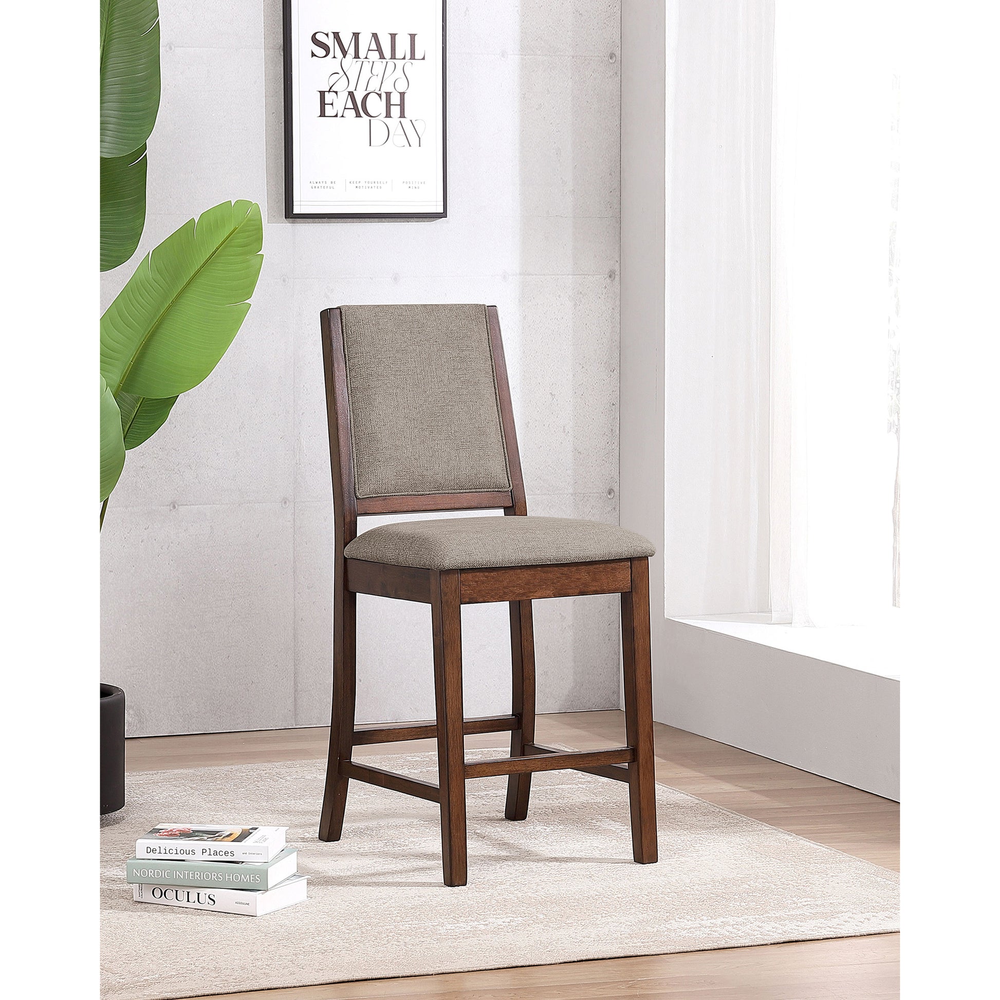 Allen Mango Oak Upholstered Counter Chair (Set of 2)