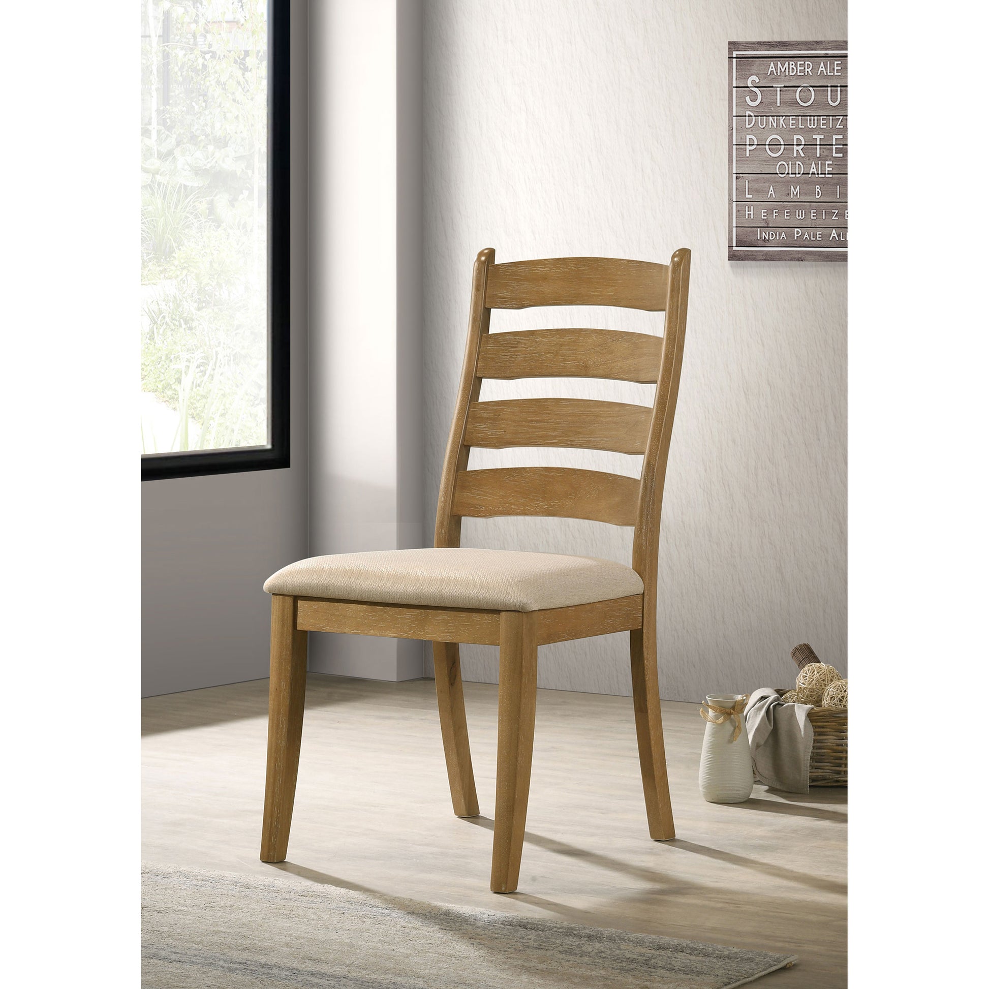 Sammy Brown Oak Wood Dining Side Chair (Set of 2)