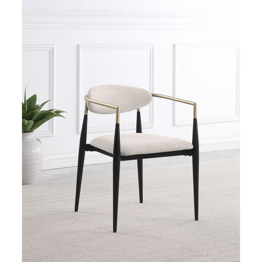 Mistra Beige Fabric Upholstered Dining Arm Chair (Set of 2)