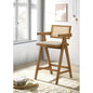 Remy Light Walnut Woven Rattan Wood Bar Chair (Set of 2)