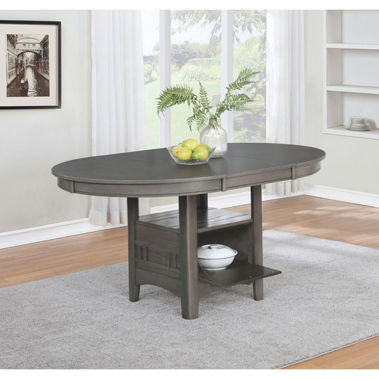 Lavon Oval Medium Grey Extension Leaf Dining Table
