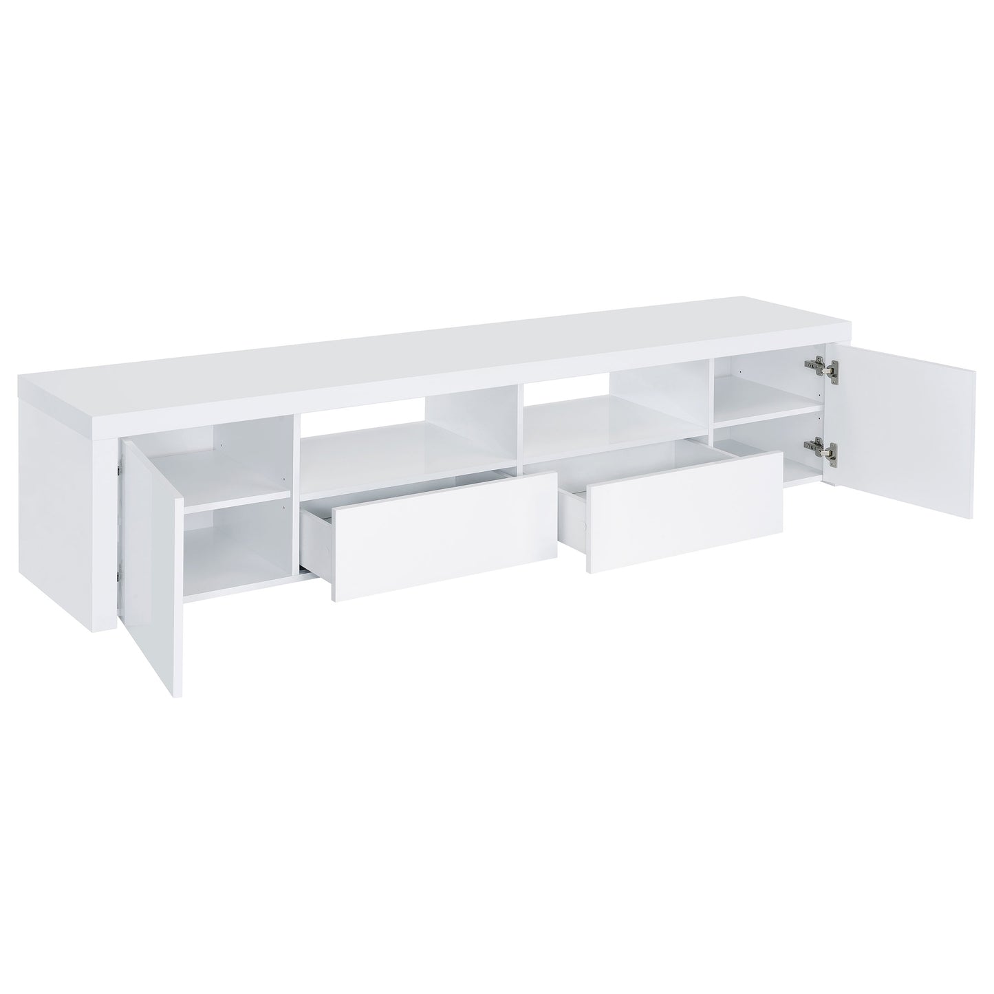 White Engineered Wood TV Stand 78.75" - Primary Living Space