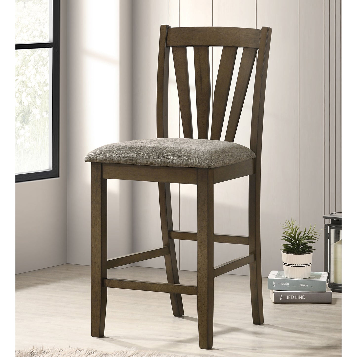 Maxine Brown Upholstered Counter Height Dining Side Chair (Set of 2)