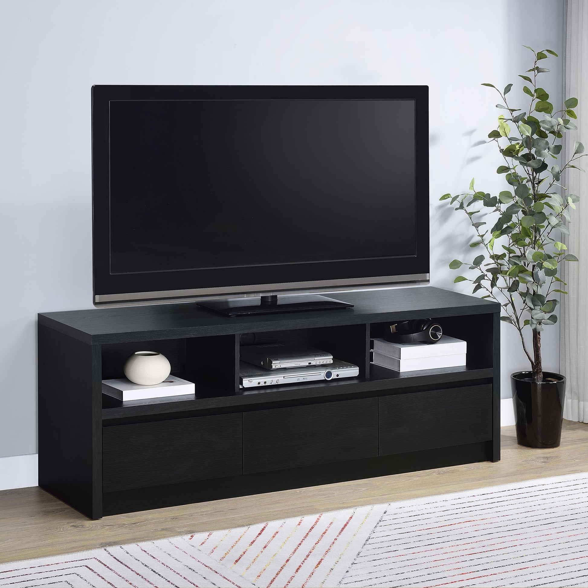 O'Brien Black 3-drawer TV Stand Media Console