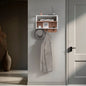 White and Natural Oak Wall-mounted Organizer with Open Storage