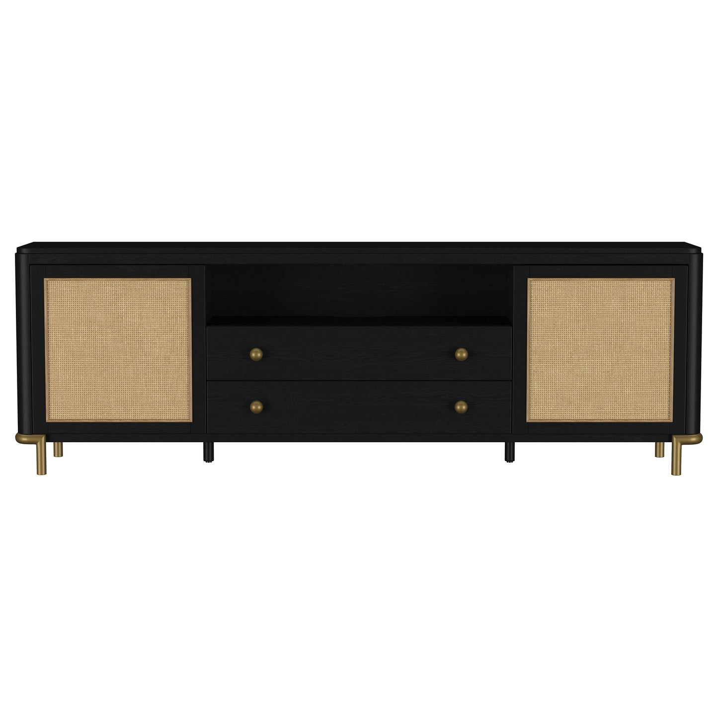 Benson Black 2-Door TV Stand - Spacious Storage & Coastal Style