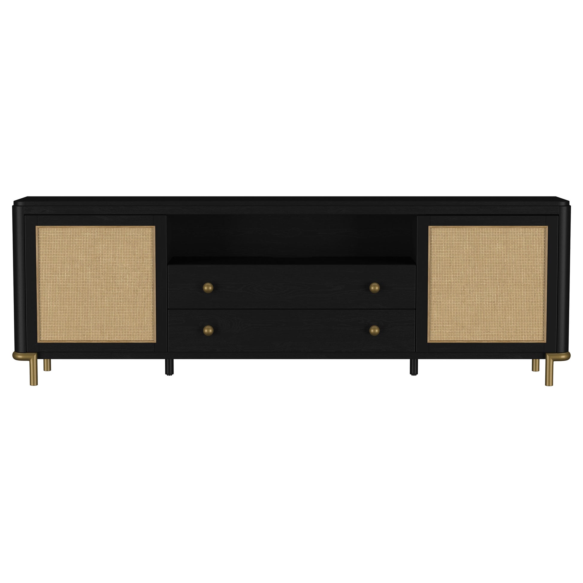 Benson Black 2-Door TV Stand - Spacious Storage & Coastal Style